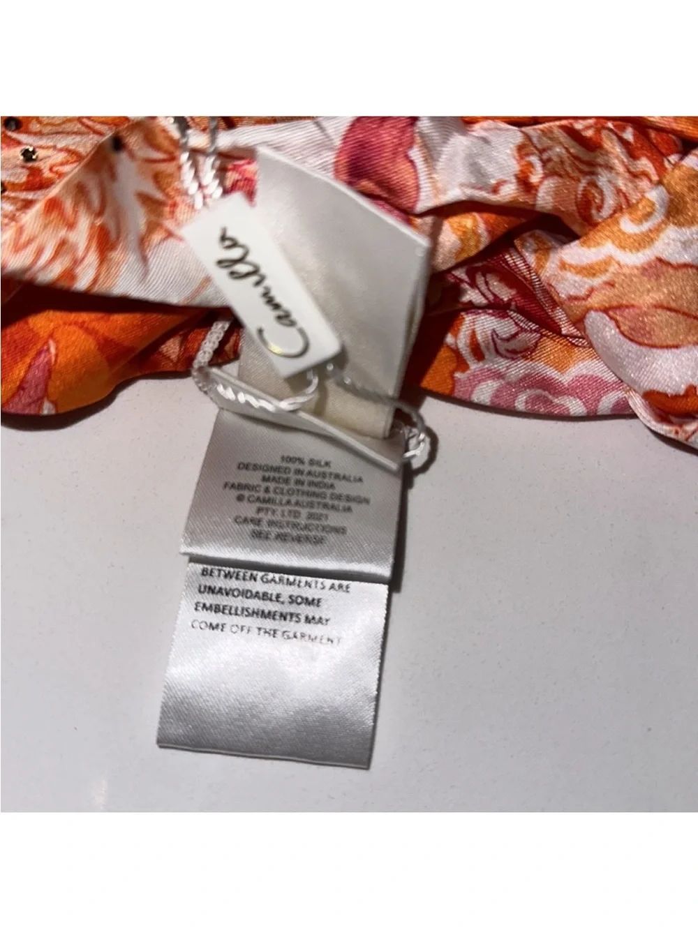 Camilla “Dragon Mother” orange white silk woven twist boho brunch headband